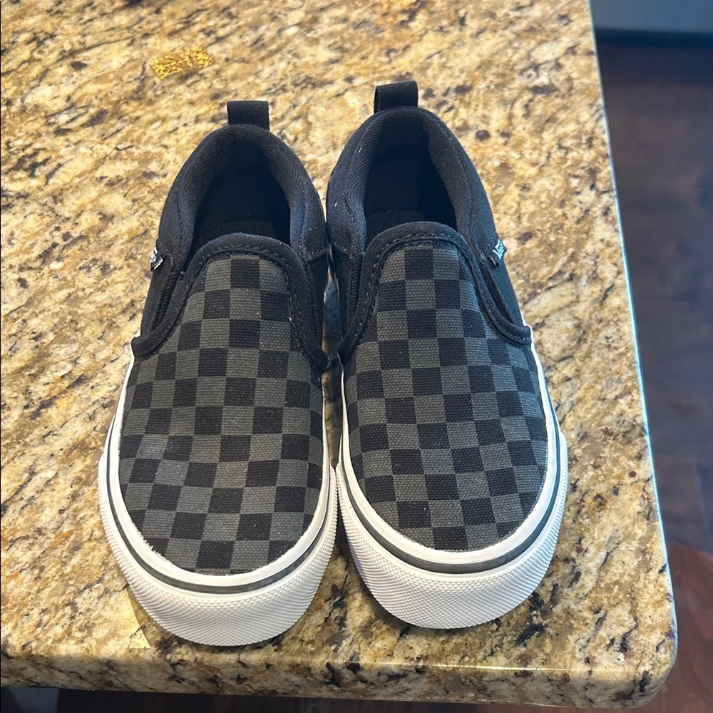 Vans Kids Black and Gray Checkered Sneakers